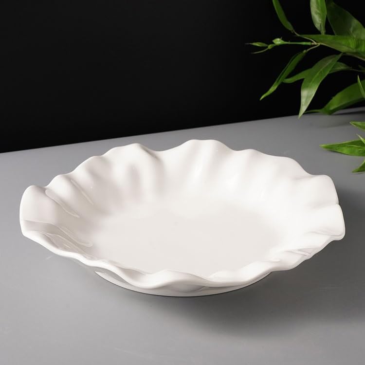 Ensembles D'assiettes de Cuisine Vaisselle en céramique française Assiette ronde Assiette creuse créative blanche de forme spéciale Assiette à légumes Assiette à steak Assiette à salade et à fruits En