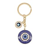 Jasimkiss Evil Eye Keychains Bag Purse Keychains Good Luck Amulet protection Charm Keychains for Women Men (C Gold)