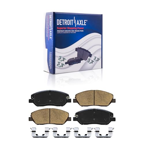 Image of Detroit Axle - Front Ceramic Brake Pads with Hardware Replacement for 2017 2018 2019 Hyundai Santa Fe 2019 Santa Fe XL - 2pc Set