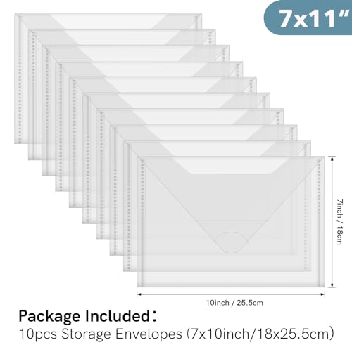 Image of Briartw 10 Pack Storage Bag,Resealable Plastic Envelopes Pockets for Cutting Dies Stencil Crafts Organizer Holder,7x10 inchClear Storage Envelopes for Clear Stamp,Die Cuts,Scrapbook Paper