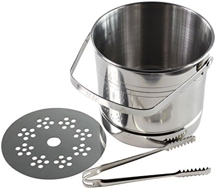 Cubo de hielo con pinzas pequeño hogar de acero inoxidable con capa de drenaje Cubo de hielo con pinzas pequeño hogar de acero inoxidable con capa de drenaje