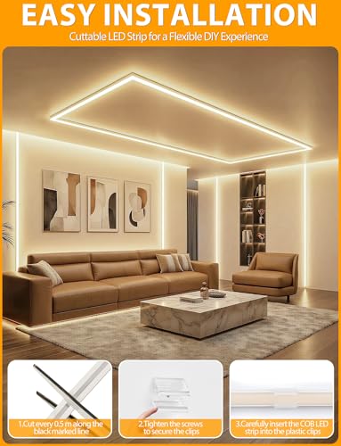 Image of Lamomo COB LED Strip Lights 65.6Ft, Natural White Outdoor Waterproof Rope