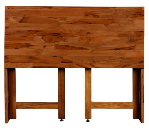 Image of Dawn Riser Extended One-Side Folding Teakwood Table Space-Saving Design,Sturdy Build,Adjustable Height,Multi-Purpose Dining,Work,Study,Easy Assemble,Indoor Outdoor Use- DIY Model- Walnut- Dawnriser