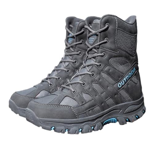 ESJAYING Lightweight Combat Boots,Men's Military Tactical Boots, Tactical Boots Lace Up All Terrain Shoes, for Work Hiking Riding Desert Jungle Outdoor,gray,45