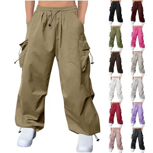 Cambkatl Men's Baggy Casual Cargo Pants Elastic Waist Drawstring Hem Loose Street Style Hip Hop Trousers with Pockets2