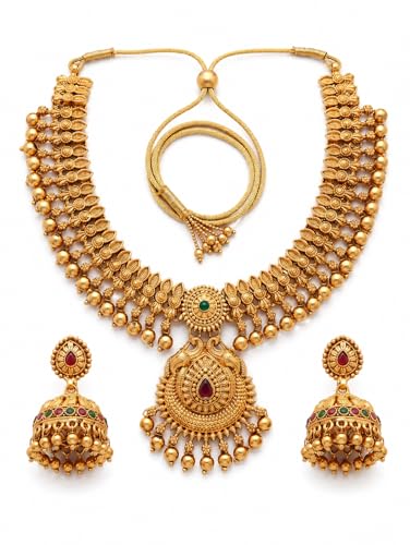 Gold-Plated Antique Temple Jewellery Set for Women - Traditional ...