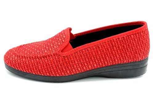 Zapatilla Mocasín de Rafia para Mujer – Cómodos, Ligeros y Elegantes con Suela de Caucho Antideslizante – Hechos en España (Rojo, Sistema Tallas Calzado EU, Adulto, Mujer, Números, Mediano, 35)