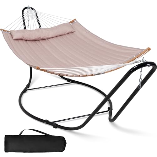 Image of SUNCREAT Outdoor Portable Hammock with Stand, 475 lbs Capacity, Tan