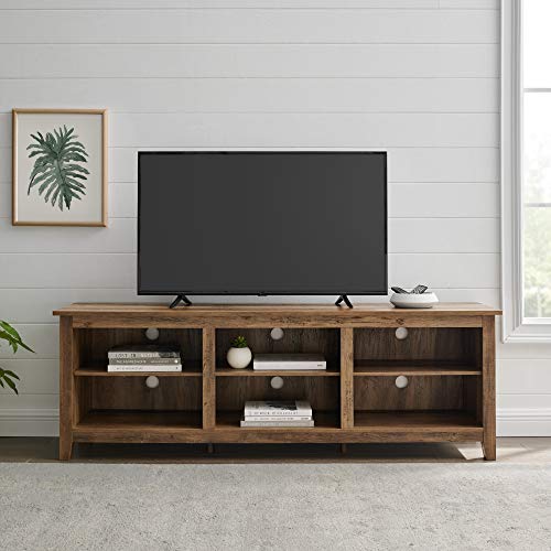 Walker Edison Wren Classic 6 Cubby Tv Stand For Tvs Up To 80 Inches, 70 Inch, Rustic Oak #TOP1