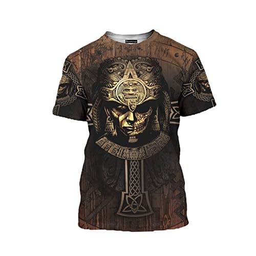 Desantiago - Mexican Aztec Skull Warrior 3D 3D T-Shirt Aztec for