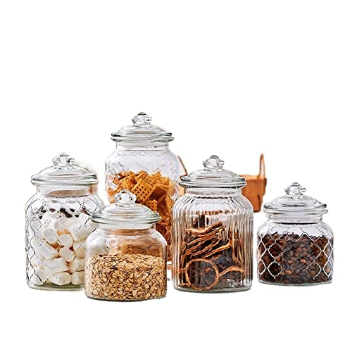 nihngvjm canisters Creative Food Grade Glass Storage Jar Candy Jar Fruit Pickle Jar with Lid Transparent Airtight Jar Glass Container Home Decor (Color : Yellow) - Image 3