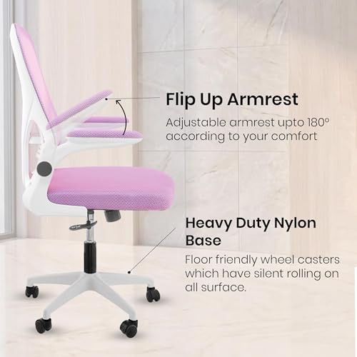 Image of Casa Copenhagen Pink White | Mid Back Imported Mesh Fabric Boss Office Chair | Y Design Ergonomic Back Support | 2D Aero Design Adjustable Armrests | Synchro Tilt Lock Mechanism