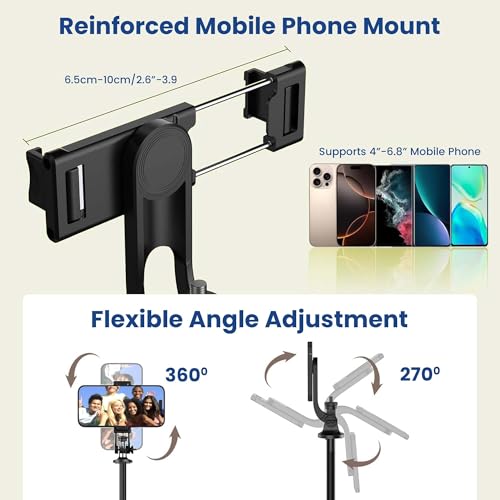 Image of Kratos K11 Long Selfie Stick Tripod Stand Aluminum 60 inch, Multifunctional Bluetooth Tripod for Mobile Phone for Vlogging, Live Stream, Selfies, 1 /4 inch Screw for Action Camera Ring Light, Gopro