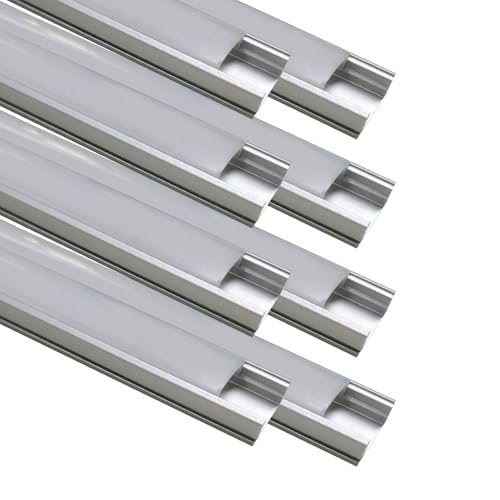LED ATOMANT Pack 8x Perfil de Aluminio, 1 metro para Tira LED con Tapa Translucida, Tapones de los Extremos y clips de montaje Incluidos, Canaleta LED