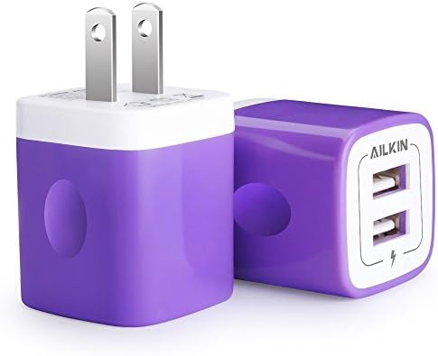 2Pcs USB Wall Charger, AILKIN USB Plug Home Travel Power AC Adapter Charging Block for iPhone, Google Pixel, Samsung Galaxy, HTC, LG, Motorola Cell Phone Quick Charge Base USB-A Adaptive HandSet Cube