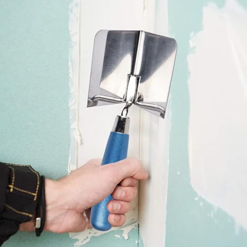 2 x Eckenkelle Rostfreie, Inneneckenkelle, Außeneckenkelle, Kantenkelle Eckkelle mit Holzgriff, Hochwertiger Eck-Spachtel für Profi-Handwerker und Heimwerker, für Verputzen und Mauerwerk
