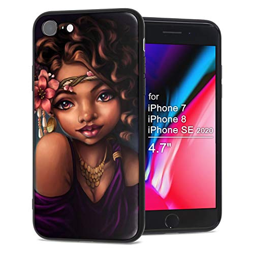 XIX Apple iPhone 7 Case Apple iPhone 8 Case Apple iPhone SE 2020 case African American Afro Girls Women Slim Fit Shockproof Bumper Cheap Cell Phone Accessories Thin Soft Black TPU Protective (06)