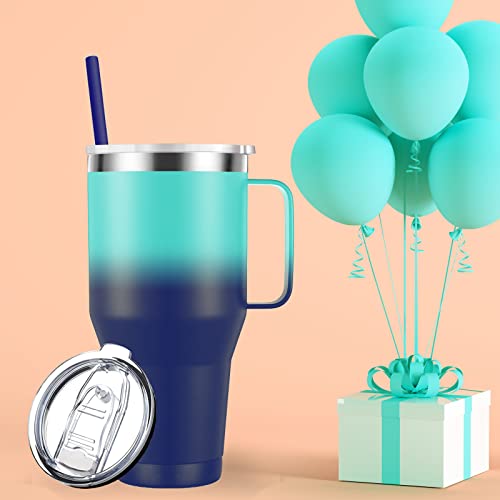 Coffee Tumbler With Handle.40Oz Insulated Travel Mug With Lid And Straw.stainless Steel Double Wall Vacuum Leak Proof Coffee Cup Tumbler.keeps Drinks Cold Or Hot. #TOP2