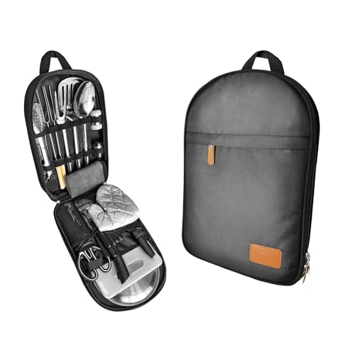 Camping Cooking Set- 24 Pcs Camping Utensils Camping Essentials Camping Gear for Camp Kitchen Cooking and Grilling, Portable Outdoor Cooking Travel Set for RV Tent Camper, BBQs, Camping Accessories by Bsotas - Used condition - Image 2