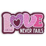 Christian Art Gifts Inspirational Refrigerator Scripture Magnet for Women and Girls with Bible Verse: Love Never Fails - 1 Corinthians 13:8 Love Shaped, Home & Kitchen Decorations, Size 3' x 1.6'