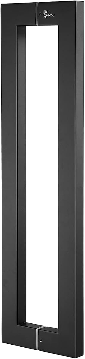 TOGU TG-6013 450mm/18inch SUS 304 Stainless Steel Solid mounting standoffs Door Pull Handle for Glass Shower Door/Barn Door, Matt Black Finish