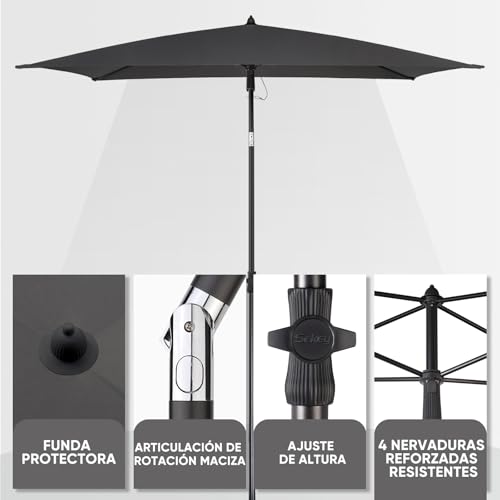 Sombrilla de terraza rectangular con acabados de alta resistencia y tejido protector UPF50+ 4