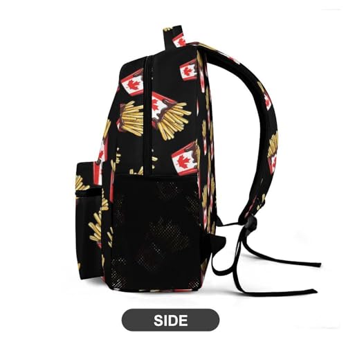 French Fries Canadian Flag Travel Backpack Casual Daypack Shoulder Bag with Adjustable Shoulder Straps4