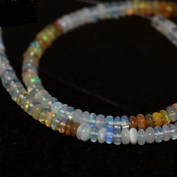 Perles opale Welo Éthiopie 5mm feu arc-en-ciel pour fabrication de bijoux