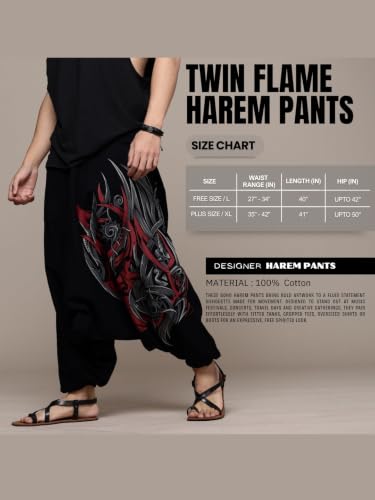 Image of The Veshti Company Printed Harem Pants for Men's Cotton Hippie Style Baggy Boho Yoga Pajama Pant with Pocket