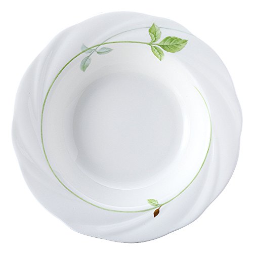 Narumi 8365-1958 Soup Plate, Lemon Balm, 7.5 inches (19 cm), Pasta Plate, Rim Plate, Green, Plant Pattern, Made in Japan