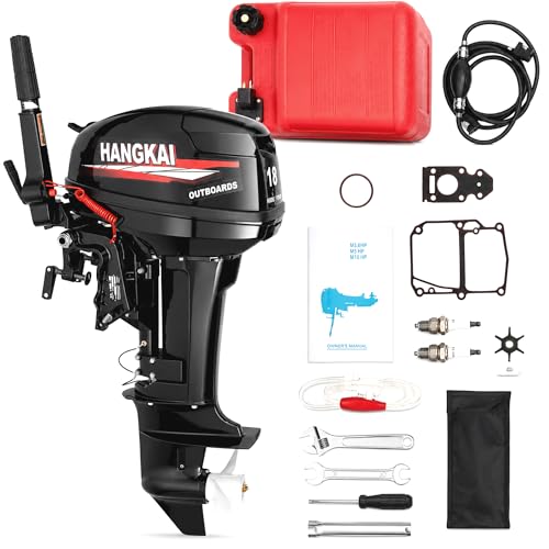 HANGKAI 18HP Outboard Motor 2 Stroke Fishing Boat Engine Water Cooling 246CC Heavy Duty Marine with CDI Ignition System Water 5000-6000 r/min