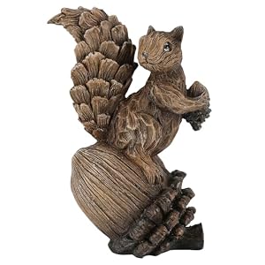 iStatue Handmade Resin Squirrel on Acorn Statue Miniature Garden Figurines – 6.5 Inch Nature-Inspired Woodland Animal Decor for Home, Garden, Patio or Shelf – Rustic Farmhouse Accent (Medium)