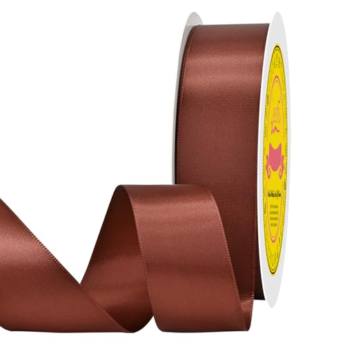 Image of Double Face Rust Satin Ribbon 7 /8 inch X 25 Yards Polyester Rust Ribbon for Gift Wrapping Very Suitable for Weddings Party Hair Bow Invitation Decorations and More