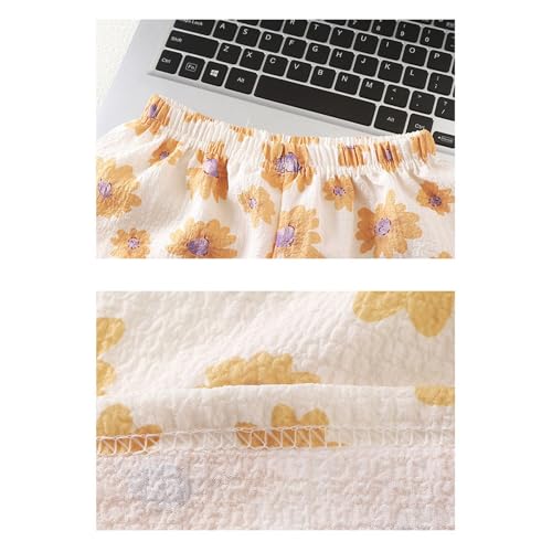 BILIKEYU Girls Summer Outfit Prints Sleeveless Tie Spaghetti Straps Tank Tops and Elastic Waist Casual Beach4