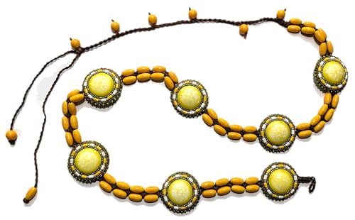 Ceinture artisanale pierre jaune en porcelaine pour sublimer une robe d'été