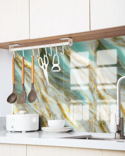Image of WALLVEAR PE Foam Marble Wall Panel Sheet | Self Adhesive DIY Wall Covering (4, Green)