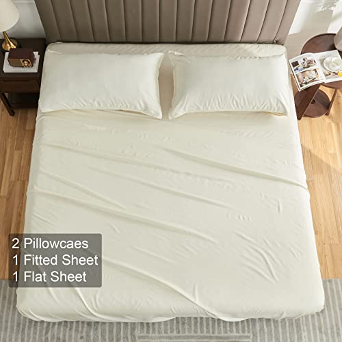 Vasroy Hotel Bedding Sheet & Pillowcase Set Direct 100% Bamboo Sheets King Size Cooling 4-Piece Bedding Sheet Sets 16" Deep Pocket Beige #TOP2