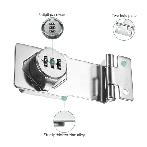 Image of M METERXITY Keyless Combination Lock, 3.5 inch Zinc Alloy Mechanical Password Twist Knob Hasp Locks Latch, 90 Degree Barn Door Lock for Cabinet /Closet /Garage /Drawers /Garden /Bathroom [Silver]