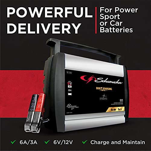 Schumacher Fully Automatic Battery Charger and Maintainer- 6 Amp/3 Amp, 6/12V- for Power Sport Vehicles and Cars