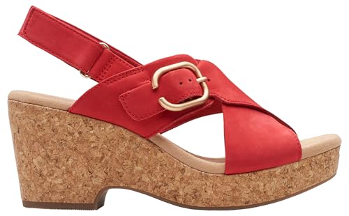 Clarks Giselle Dove, Sandalia Mujer, Nubuck Cereza, 37 EU