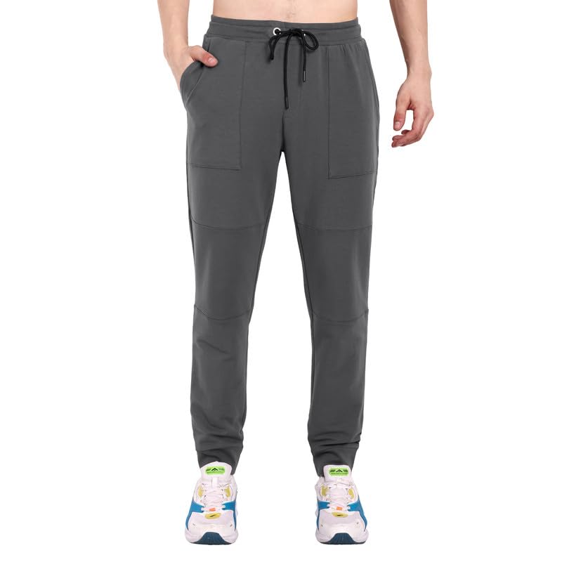 Image of ONE SKY Winter Wear Track Pants for Men, Versatile Joggers, Breathable Cargo Lower, Durable Sports Trackpants, Stretchable Waistline & 2 Pockets, Cotton Blend Loungewear, Easy Care Night Pants