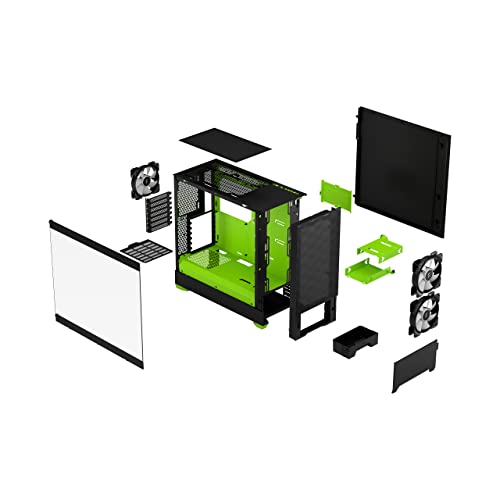 Pop Air RGB Green Core - Tempered Glass Clear Tint - Honeycomb Mesh Front – TG side panel - Three 120 mm Aspect 12 RGB fans included – ATX High Airflow Mid Tower PC Gaming Case - Case PC - Immagine 11