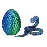 Luckana 3D Printed Egg with Flexible Snake Toy Inside, 11.8 Inch Snake Model, Science Display Prop, Prank Gift (Blue and Green)