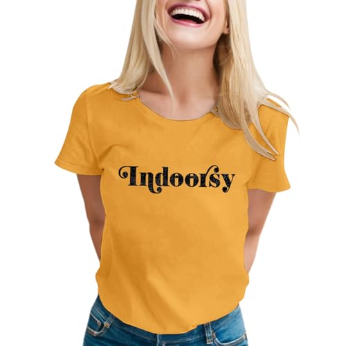 Camisetas sarcásticas para mujer con refranes divertidos, camisetas gráficas novedosas para mujer, camisas de correr para mujer, amarillo, L