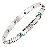 Silpada 'Studded' Compressed Turquoise and Pyrite Bangle Bracelet in Sterling Silver, 6.75