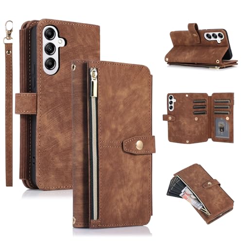 UEEBAI Coque pour Samsung Galaxy S24 Plus/S25 Plus 5G, Etui en Cuir PU Portefeuille Flip Case Housse avec Emplacement pour Carte, Béquille, Fermeture...