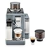 De'Longhi Rivelia EXAM440.55.G, Machine À Café Grain Automatique, Grains Fraîchement Moulus, Bac à Grains Interchangeable, Carafe à lait Automatique, 16 Recettes, Écran Tactile Couleur, Gris