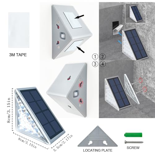 Lampe solaire extérieur escalier jardin terrasse étanche IP67