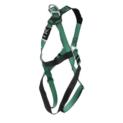 Msa 10197196 V-Form Standard Harness - Size: Standard (Medium), D-Ring Configuration: Back, Qwik Fit Leg Straps, Color: Green, Full Body Harness, Durable, Fall Protection #TOP6