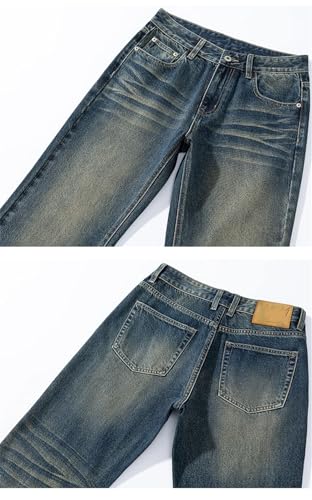 Men Flared Pants Loose Streetwear Vintage Trousers Boot Cut Jeans2